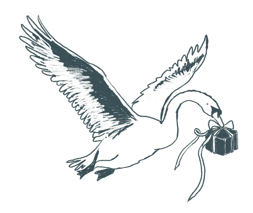Swan delivering a gift